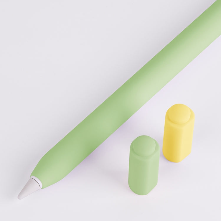 For Apple Pencil (USB-C) Double Cap Contrasting Color Silicone Protective Case(Matcha Green) - Pencil Accessories by buy2fix | Online Shopping UK | buy2fix