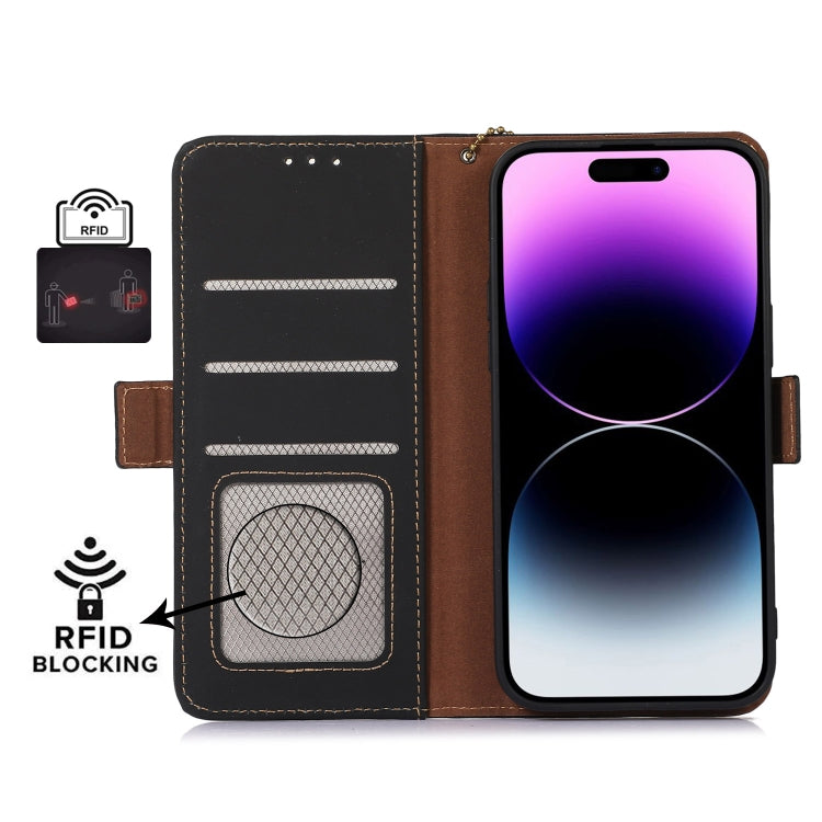 For Google Pixel 9 Pro Genuine Leather Magnetic RFID Leather Phone Case(Black) - Google Cases by buy2fix | Online Shopping UK | buy2fix