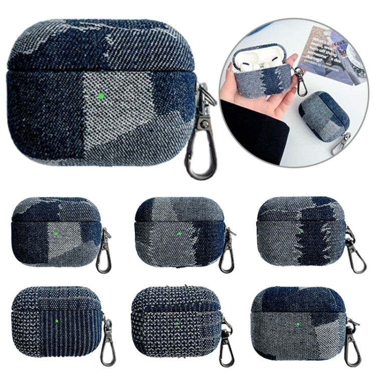 For AirPods Pro Stitching Denim Cloth Bluetooth Earphone Protective Case(Dark Color Lightning) - For AirPods Pro by buy2fix | Online Shopping UK | buy2fix