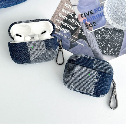 For AirPods Pro 2 Stitching Denim Cloth Bluetooth Earphone Protective Case(Rhombus) - For AirPods Pro 2 by buy2fix | Online Shopping UK | buy2fix