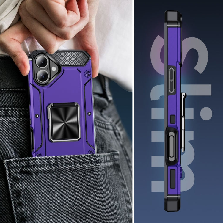 For iPhone 16 Pro Max Shockproof Metal Holder Phone Case(Purple) - iPhone 16 Pro Max Cases by buy2fix | Online Shopping UK | buy2fix