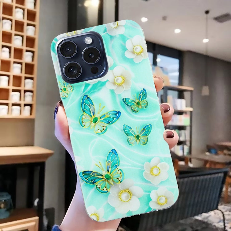 For iPhone 16 Pro Max Colorful Painting Pattern TPU Phone Case(Butterflies) - iPhone 16 Pro Max Cases by buy2fix | Online Shopping UK | buy2fix