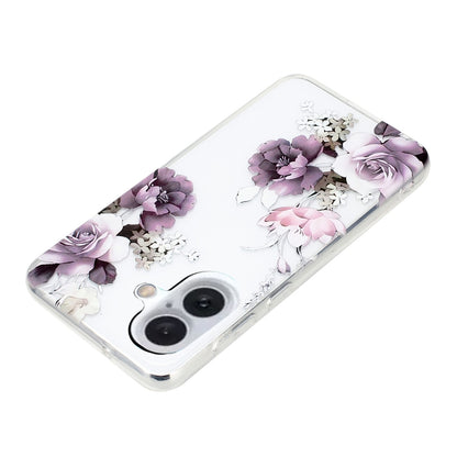 For iPhone 16 Colorful Painting Pattern TPU Phone Case(Peony) - iPhone 16 Cases by buy2fix | Online Shopping UK | buy2fix