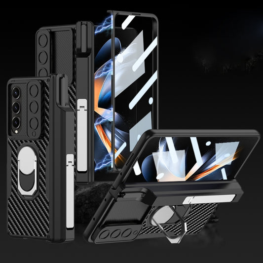 For Samsung Galaxy Z Fold4 GKK Integrated Magnetic Armor Full Coverage Phone Case(Carbon Fibre) - Galaxy Z Fold4 5G Cases by GKK | Online Shopping UK | buy2fix