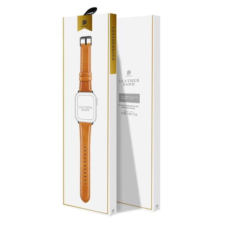 For Apple Watch Series 9 41mm DUX DUCIS Business Genuine Leather Watch Strap(Khaki) - Watch Bands by DUX DUCIS | Online Shopping UK | buy2fix