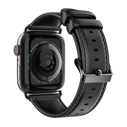 For Apple Watch Ultra 49mm DUX DUCIS Business Genuine Leather Watch Strap(Black) - Watch Bands by DUX DUCIS | Online Shopping UK | buy2fix