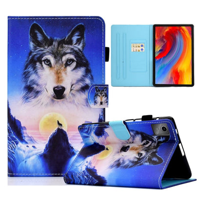 For Lenovo Tab M11 / Xiaoxin Pad 11 2024 Colored Drawing Sewing Pen Slot Leather Tablet Case(Wolf) - Lenovo by buy2fix | Online Shopping UK | buy2fix