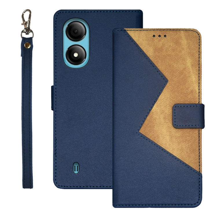 For ZTE Blade A33S idewei Two-color Splicing Leather Phone Case(Blue) - ZTE Cases by idewei | Online Shopping UK | buy2fix