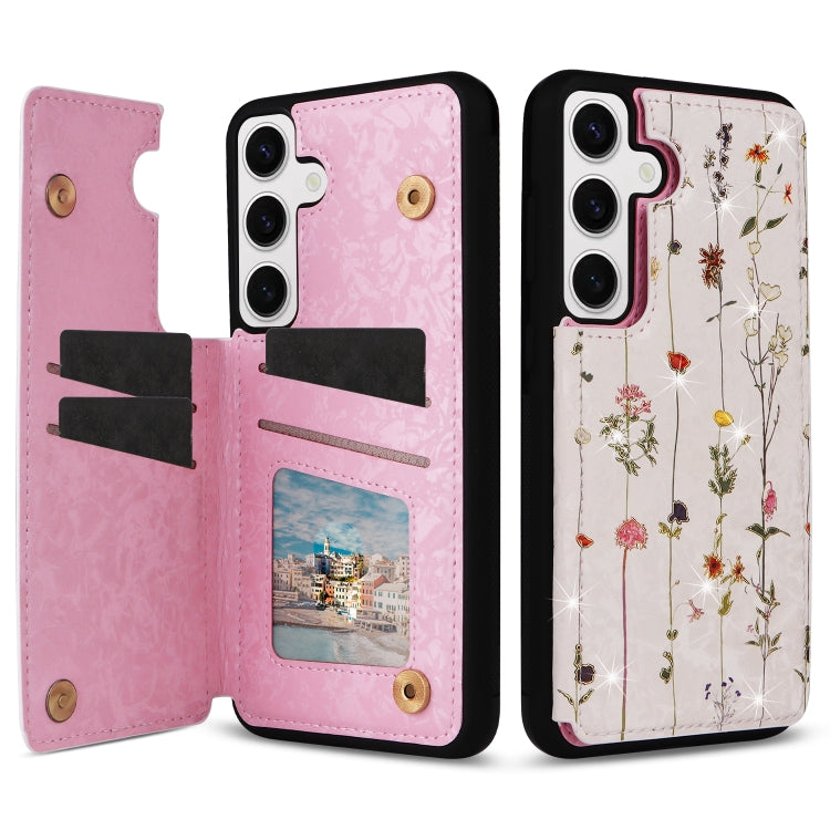 For Samsung Galaxy S25 5G Printed Double Buckle RFID Anti-theft Phone Case(Dried Flower World) - Galaxy S25 5G Cases by buy2fix | Online Shopping UK | buy2fix