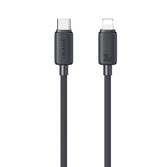 USAMS US-SJ697 USB-C / Type-C to 8 Pin 30W Striped Fast Charge Data Cable, Length:2m(Black) - 2 in 1 Cable by USAMS | Online Shopping UK | buy2fix