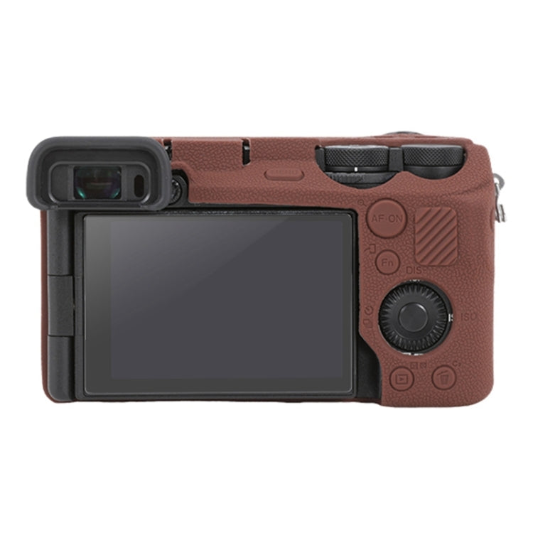 For Sony ILCE-6700 / A6700 Litchi Texture Soft Silicone Protective Case(Coffee) - Protective Case by buy2fix | Online Shopping UK | buy2fix