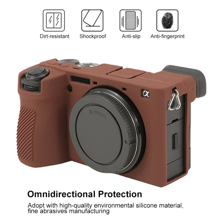 For Sony ILCE-6700 / A6700 Litchi Texture Soft Silicone Protective Case(Coffee) - Protective Case by buy2fix | Online Shopping UK | buy2fix