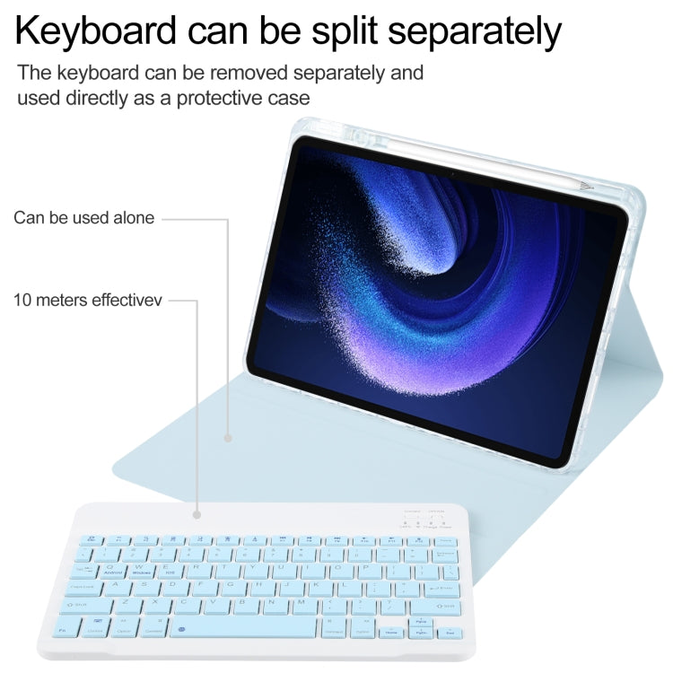 For Xiaomi Pad 6 Square Button Bluetooth Keyboard Rotatable Holder Leather Case(Sky Blue) - Others Keyboard by buy2fix | Online Shopping UK | buy2fix