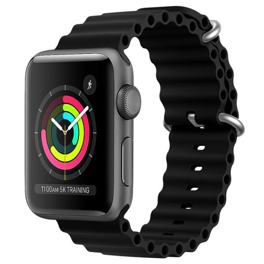 For Apple Watch 42mm ZGA Ocean Silicone Watch Band(Black) - Watch Bands by ZGA | Online Shopping UK | buy2fix