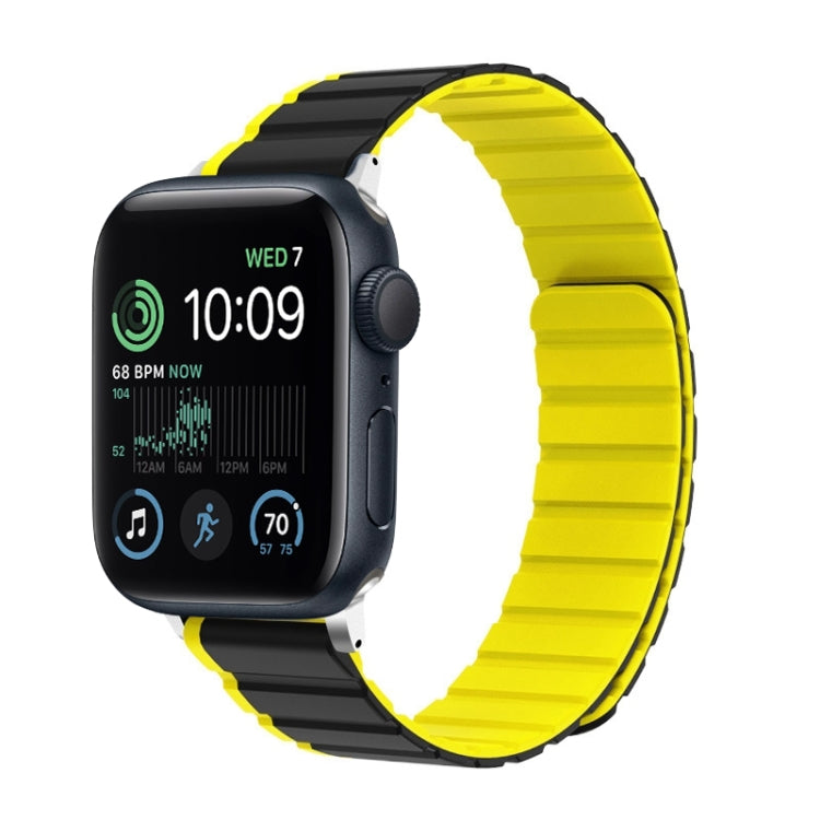 For Apple Watch SE 44mm ZGA Two Color Magnetic Silicone Watch Band(Grey+Yellow) - Watch Bands by ZGA | Online Shopping UK | buy2fix