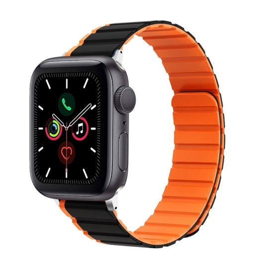 For Apple Watch Series 5 44mm ZGA Two Color Magnetic Silicone Watch Band(Black+Orange) - Watch Bands by ZGA | Online Shopping UK | buy2fix