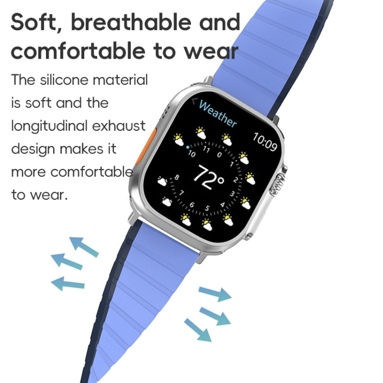 For Apple Watch Series 3 42mm ZGA Two Color Magnetic Silicone Watch Band(Dark Blue+Light Blue) - Watch Bands by ZGA | Online Shopping UK | buy2fix