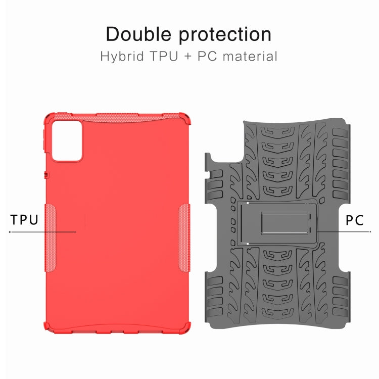 For Lenovo Tab M11/ Xiaoxin Pad 11 2024 Tire Texture TPU Hybrid PC Tablet Case with Holder(Green) - Lenovo by buy2fix | Online Shopping UK | buy2fix