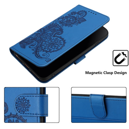 For iPhone SE 2024 Datura Flower Embossed Flip Leather Phone Case(Blue) - More iPhone Cases by buy2fix | Online Shopping UK | buy2fix