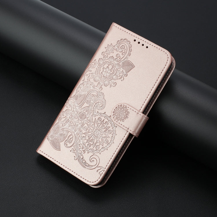 For iPhone SE 2024 Datura Flower Embossed Flip Leather Phone Case(Rose Gold) - More iPhone Cases by buy2fix | Online Shopping UK | buy2fix