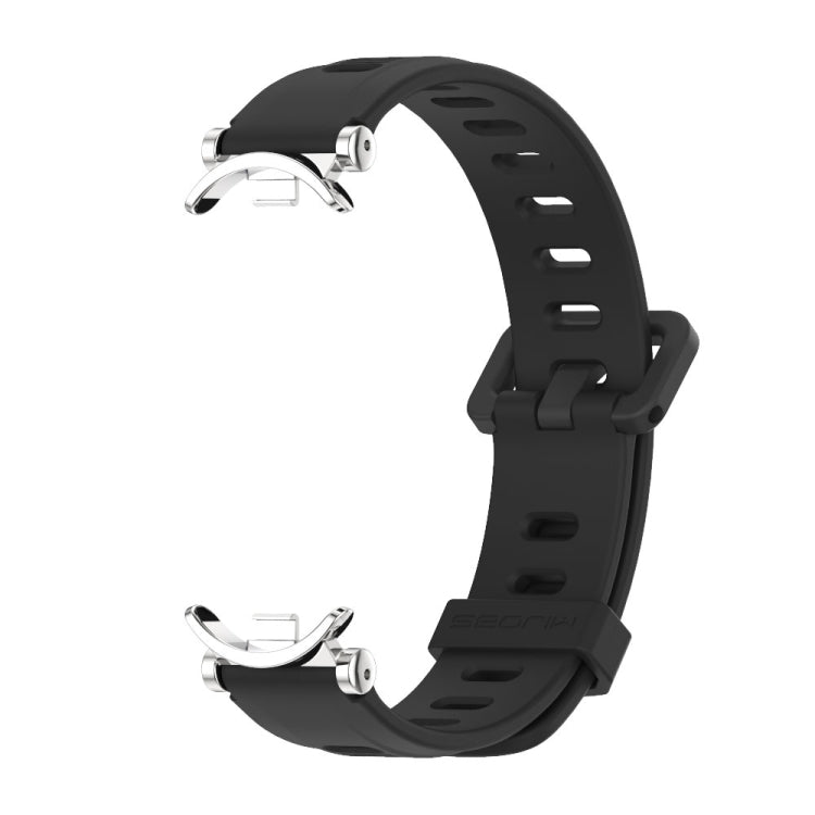 For Xiaomi Mi Band 8 / 9 / 9 NFC Mijobs GT4 Flat Hole Silicone Watch Band(Black Silver) - Watch Bands by MIJOBS | Online Shopping UK | buy2fix