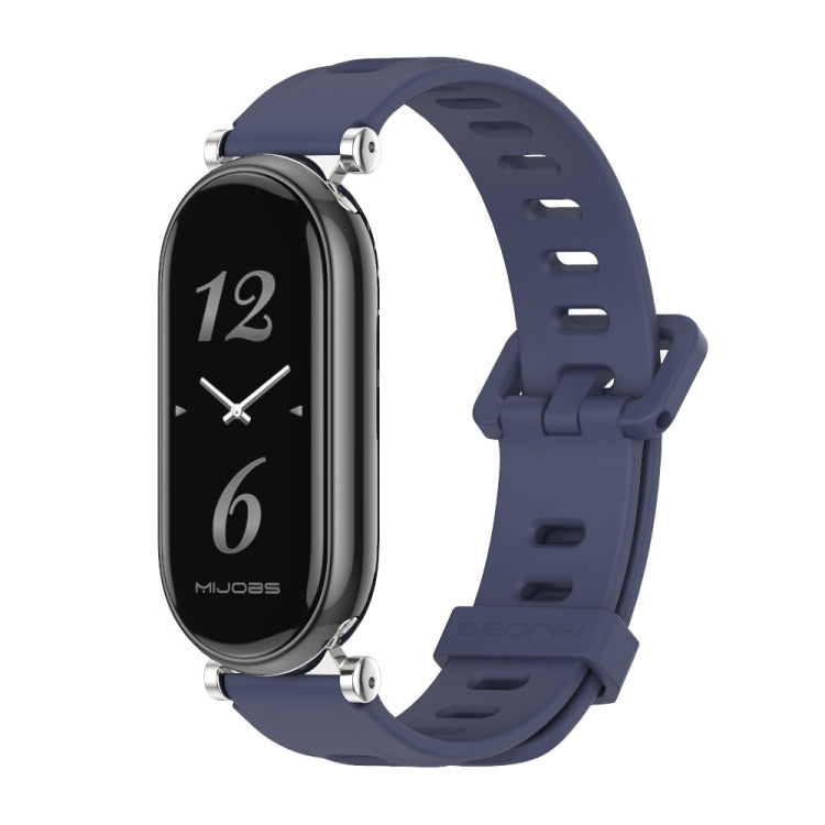 For Xiaomi Mi Band 8 / 9 / 9 NFC Mijobs GT4 Flat Hole Silicone Watch Band(Midnight Blue Silver) - Watch Bands by MIJOBS | Online Shopping UK | buy2fix