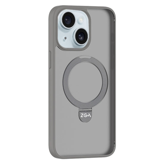 For iPhone 15 ZGA Magsafe Holder PC Hybrid TPU Phone Case(Grey) - iPhone 15 Cases by ZGA | Online Shopping UK | buy2fix