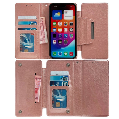 For iPhone 16 Multifunctional Seven Cards Wallet Leather Phone Case(Rose Gold) - iPhone 16 Cases by buy2fix | Online Shopping UK | buy2fix