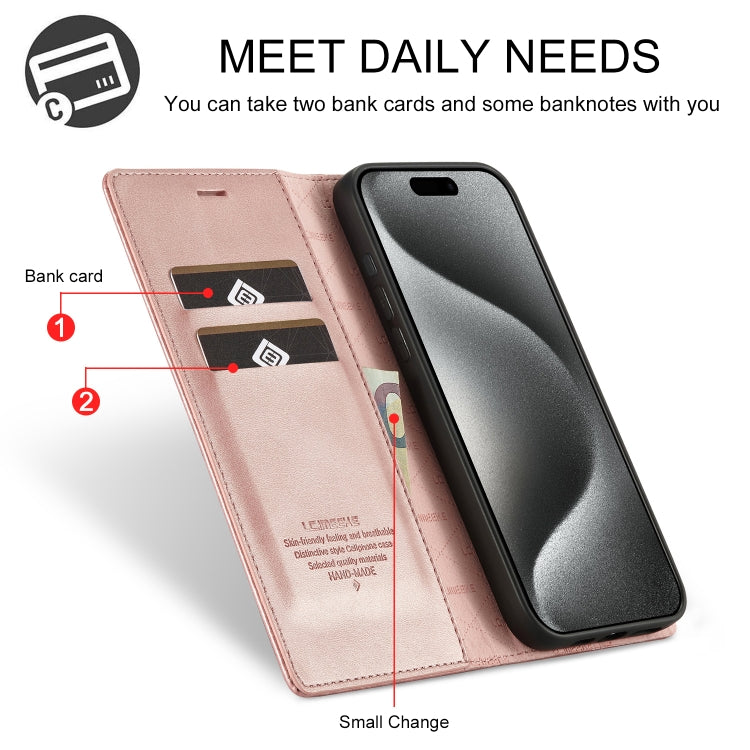 For iPhone 16 Pro Max LC.IMEEKE Strong Magnetism Microfiber Leather Phone Case(Rose Gold) - iPhone 16 Pro Max Cases by LC.IMEEKE | Online Shopping UK | buy2fix