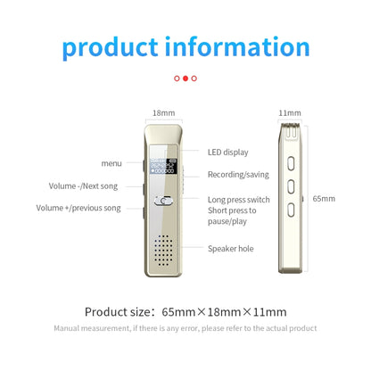 JNN Q7 Mini Portable Voice Recorder with OLED Screen, Memory:16GB(Gold) - Recording Pen by JNN | Online Shopping UK | buy2fix