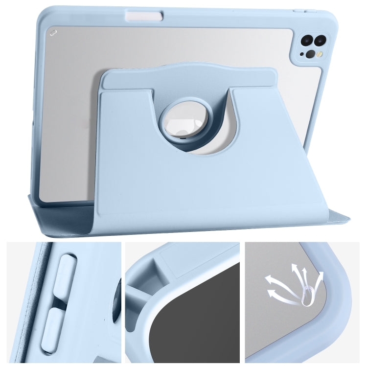 For iPad Air 11 2024 Acrylic 360 Degree Rotation Holder Leather Tablet Case(Ice Blue) - iPad Air 11 2024 Cases by buy2fix | Online Shopping UK | buy2fix