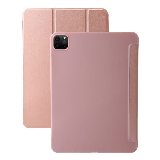 For iPad Pro 13 2024 Three-fold Holder Flip Tablet Leather Case(Rose Gold) - iPad Pro 13 2024 Cases by buy2fix | Online Shopping UK | buy2fix