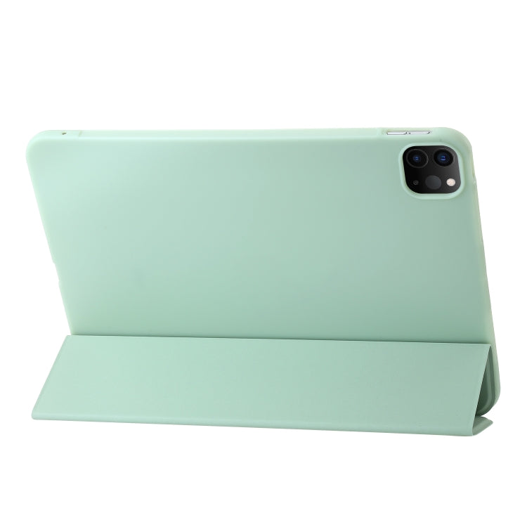 For iPad Pro 11 2024 Three-fold Holder Flip Tablet Leather Case(Mint Green) - iPad Pro 11 2024 Cases by buy2fix | Online Shopping UK | buy2fix