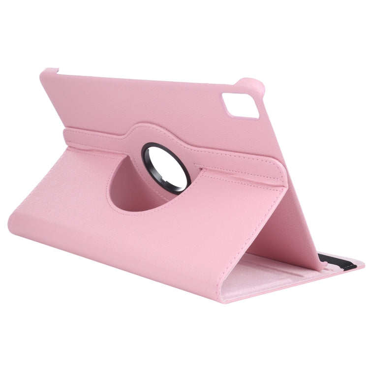 For iPad Pro 11 2024 360 Degree Rotation Litchi Texture Leather Tablet Case with Holder(Pink) - iPad Pro 11 2024 Cases by buy2fix | Online Shopping UK | buy2fix