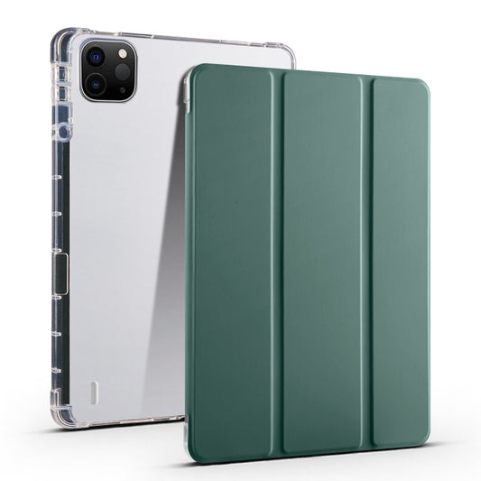 For iPad Air 13 2024 3-fold Clear TPU Smart Leather Tablet Case with Pen Slot(Dark Green) - iPad Air 13 2024 Cases by buy2fix | Online Shopping UK | buy2fix