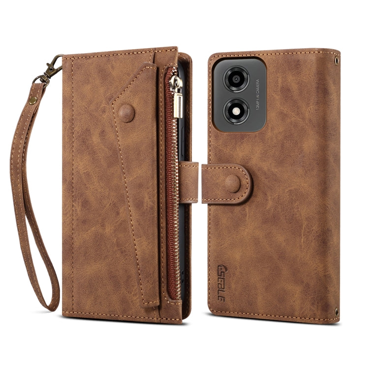 For Motorola Moto E14 ESEBLE Retro Frosted RFID Leather Phone Case(Brown) - Motorola Cases by ESEBLE | Online Shopping UK | buy2fix