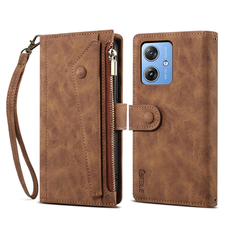 For Motorola Moto G64 5G Global ESEBLE Retro Frosted RFID Leather Phone Case(Brown) - Motorola Cases by ESEBLE | Online Shopping UK | buy2fix