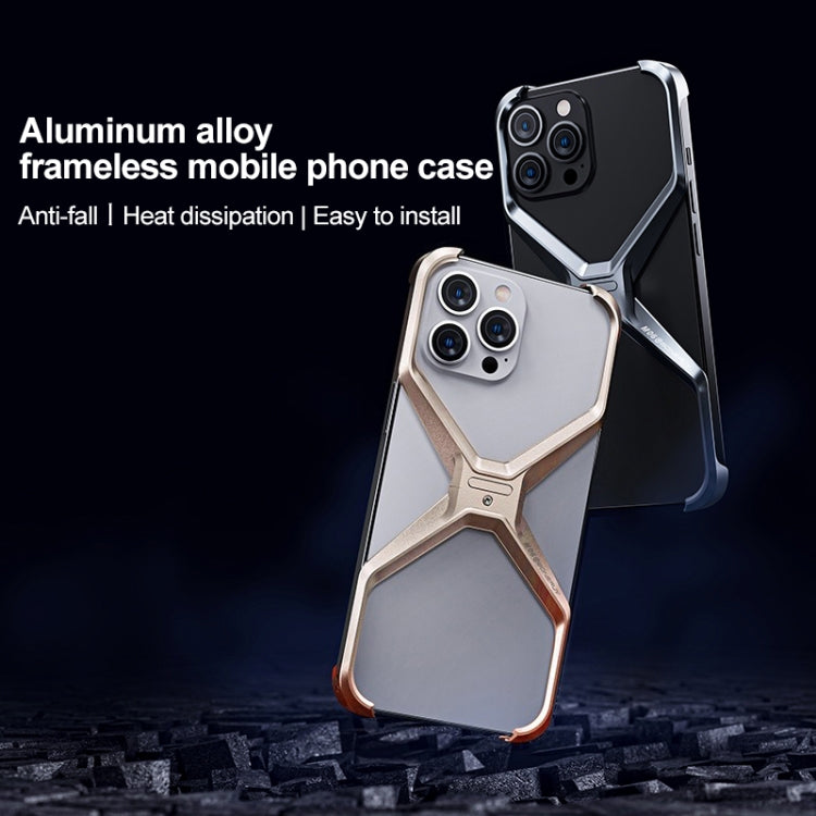 For iPhone 13 / 14 Frameless X-shaped Metal Phone Case(Grey) - iPhone 14 Cases by buy2fix | Online Shopping UK | buy2fix