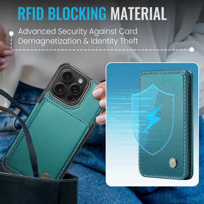 For iPhone 16 Pro Max JEEHOOD J05 Business Magnetic Style RFID Leather Phone Case(Blue Green) - iPhone 16 Pro Max Cases by JEEHOOD | Online Shopping UK | buy2fix