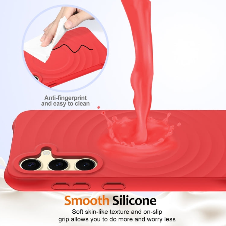 For Samsung Galaxy S25 5G Wave Texture MagSafe Magnetic Liquid Silicone Phone Case(Red) - Galaxy S25 5G Cases by buy2fix | Online Shopping UK | buy2fix