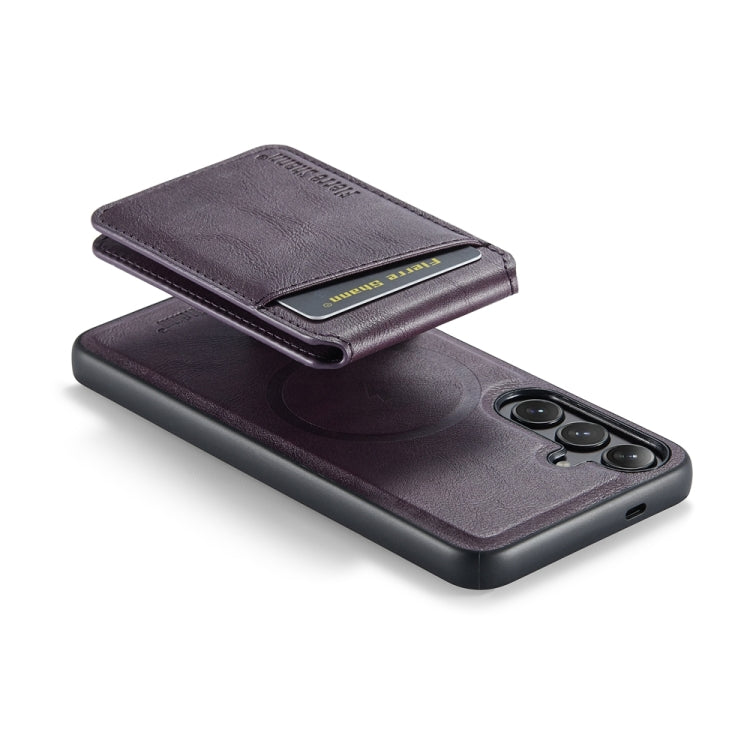 For Samsung Galaxy S24+ 5G Fierre Shann Oil Wax Cow Leather Magnetic Card Holder Phone Case(Purple) - Galaxy S24+ 5G Cases by FIERRE SHANN | Online Shopping UK | buy2fix