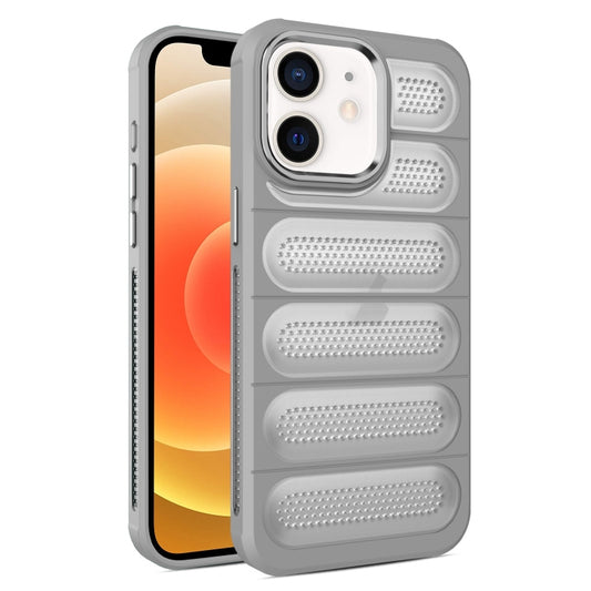 For iPhone 12 Cooling Armor Translucent Mesh Breathable Phone Case(Grey) - iPhone 12 / 12 Pro Cases by buy2fix | Online Shopping UK | buy2fix