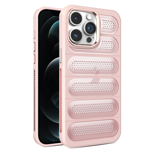 For iPhone 12 Pro Max Cooling Armor Translucent Mesh Breathable Phone Case(Pink) - iPhone 12 Pro Max Cases by buy2fix | Online Shopping UK | buy2fix