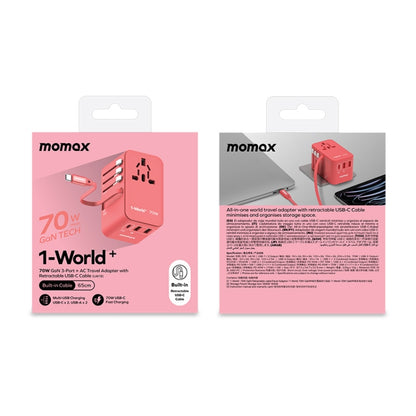 MOMAX 1-World+ 70W Gallium Nitride Expansion Cable Global Conversion Socket Power Adapter(Red) - USB Charger by MOMAX | Online Shopping UK | buy2fix