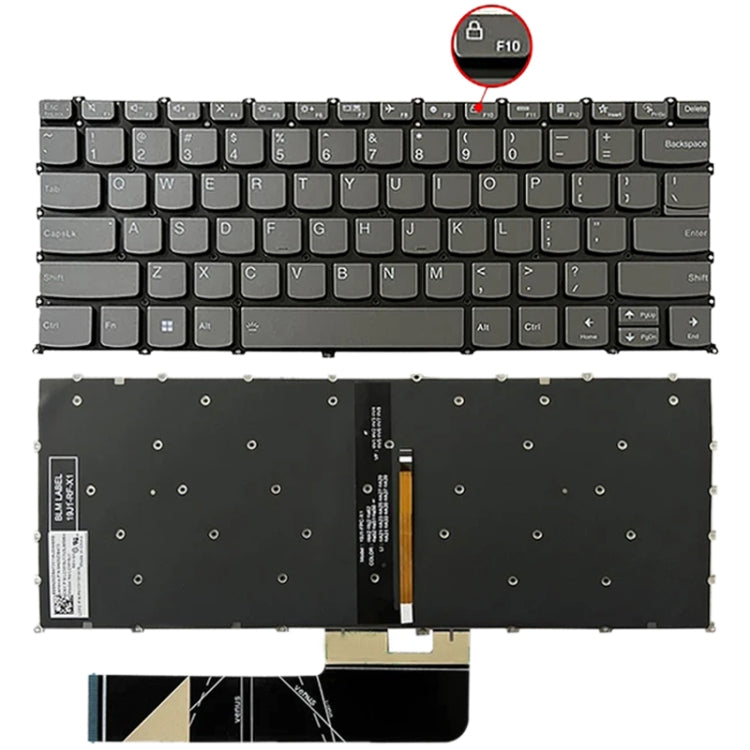 For Lenovo IdeaPad 5 US Version Laptop Backlight Keyboard, F10 Key with Lock Icon(Grey) - Lenovo Spare Parts by buy2fix | Online Shopping UK | buy2fix