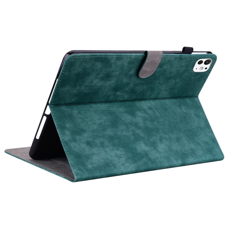 For iPad Pro 11 2024 Embossed Tiger Pattern Leather Tablet Case(Dark Green) - iPad Pro 11 2024 Cases by buy2fix | Online Shopping UK | buy2fix