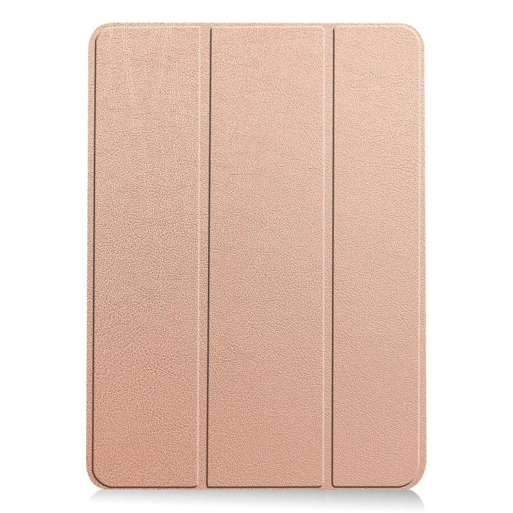 For iPad Air 13 2024 Custer Pure Color 3-Fold Holder Smart Leather Tablet Case(Rose Gold) - iPad Air 13 2024 Cases by buy2fix | Online Shopping UK | buy2fix