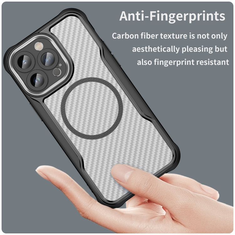 For iPhone 12 Pro Carbon Fiber Texture MagSafe Translucent Phone Case(Black) - iPhone 12 / 12 Pro Cases by buy2fix | Online Shopping UK | buy2fix