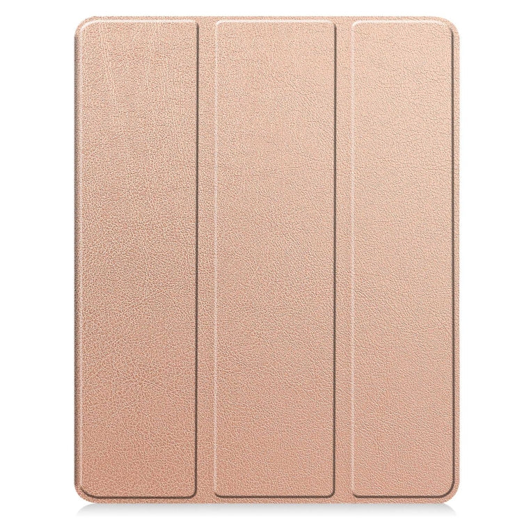 For iPad Pro 13 2024 Custer TPU Pure Color 3-Fold Holder Smart Leather Tablet Case with Pen Tray(Rose Gold) - iPad Pro 13 2024 Cases by buy2fix | Online Shopping UK | buy2fix