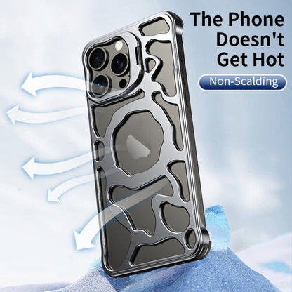 For iPhone 16 Auspicious Cloud Series MagSafe Metal Phone Case with Bracket(Grey) - iPhone 16 Cases by buy2fix | Online Shopping UK | buy2fix